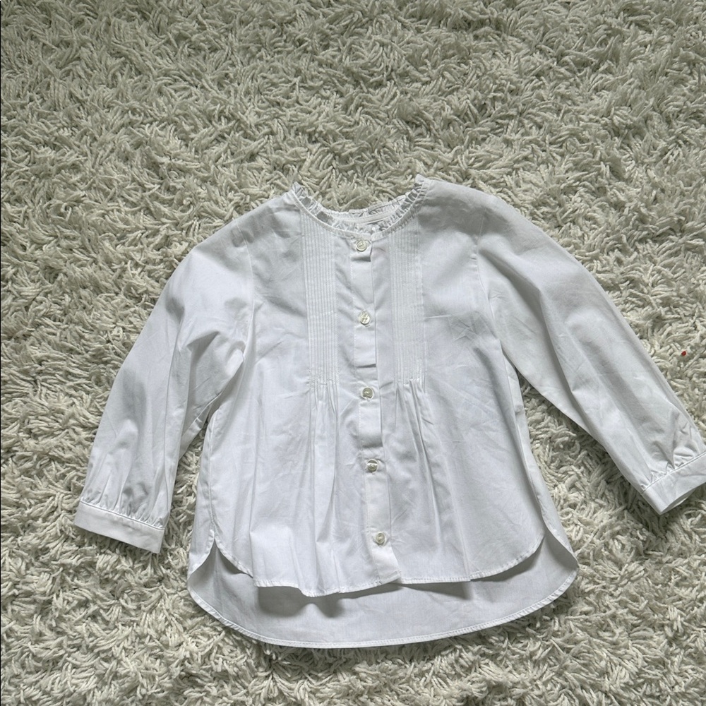 Zara White Pintuck Button-Front Girls' Blouse